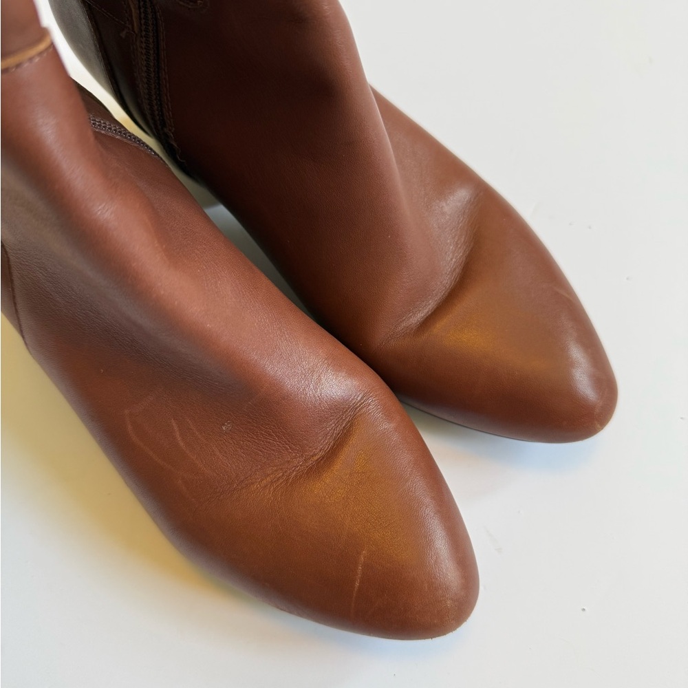Anne Klein Honesty Brown Leather Heeled Boots - Sz 7.5 - Picture 9 of 15